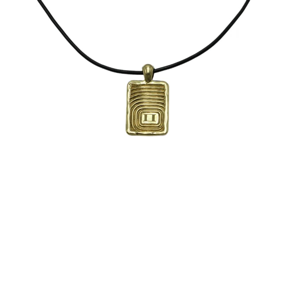 zodiac-engraved rectangular-pendant necklace 2