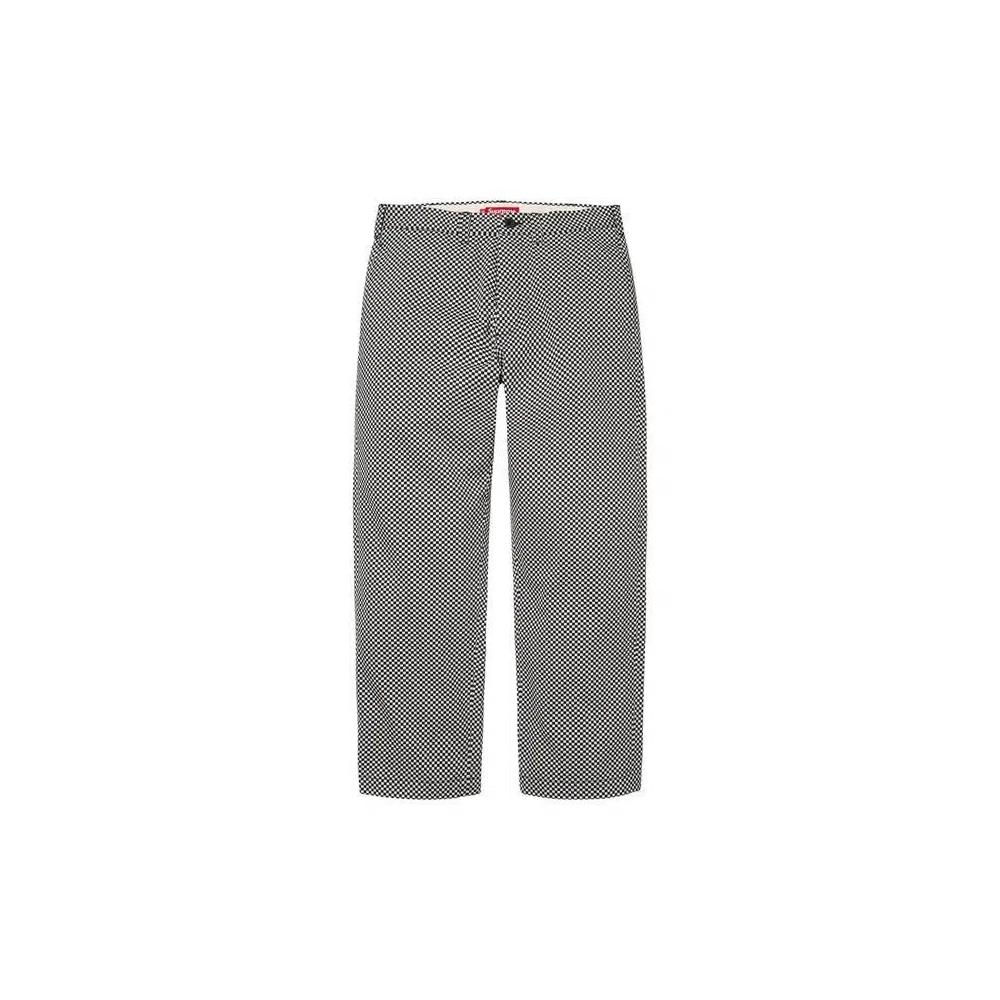 Брюки Supreme Чинос 'Белый в клетку' 1