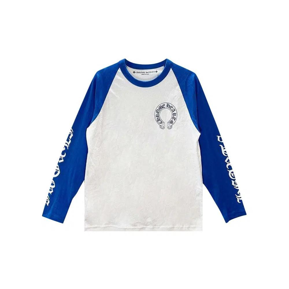 Футболки с длинным рукавом Chrome Hearts Long-Sleeve Horseshoe Baseball Tee 'White/Blue' 1