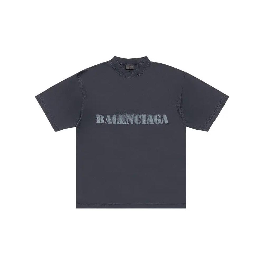 Футболка с коротким рукавом Balenciaga Stencil Type T-Shirt Medium Fit 'Black' 1