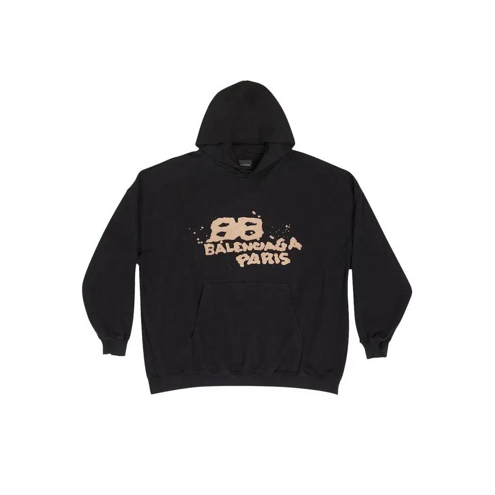 Топы Balenciaga Hand Drawn BB Icon Hoodie 'Black' 1