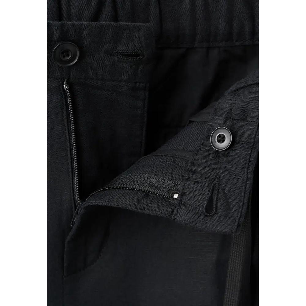 Укороченные льняно-хлопковые брюки Slim Fit 9