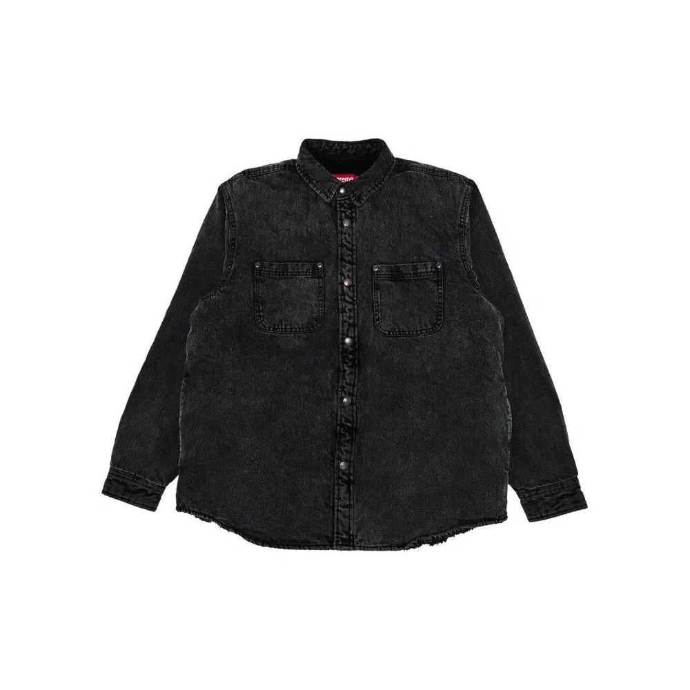 Рубашки на пуговицах Supreme Faux Shearling Lined Work Shirt 'Black Denim' 1