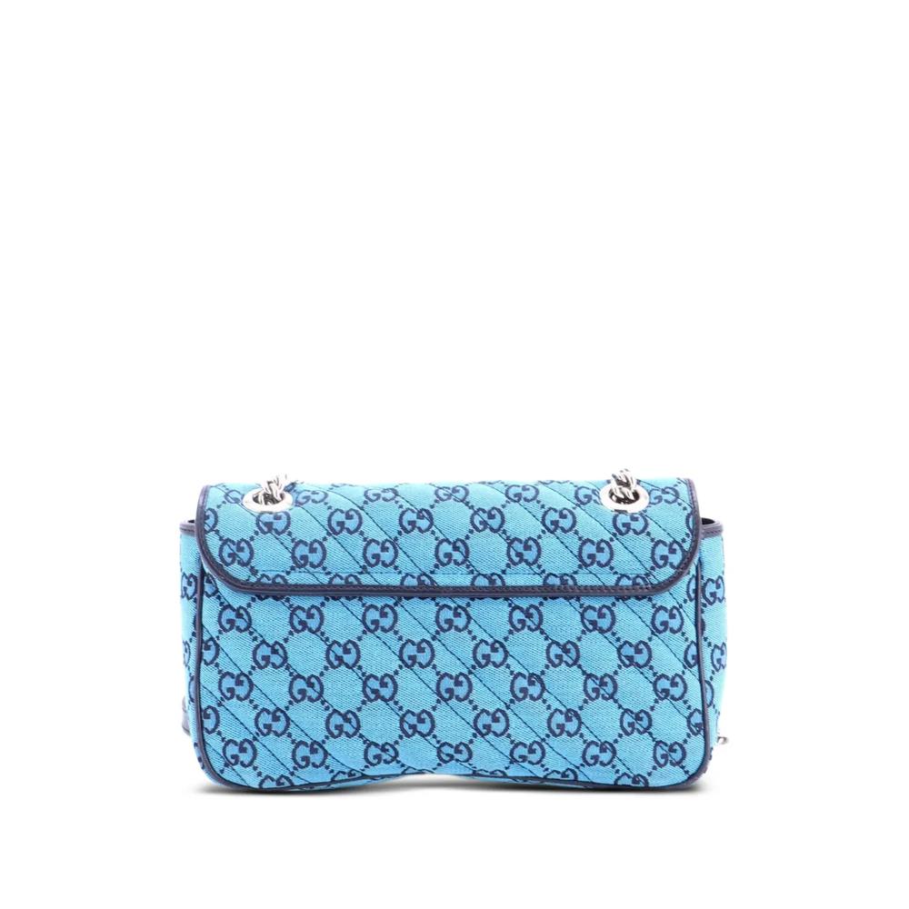 Маленькая сумка на плечо GG Marmont Flap Bag Diagonal Quilted GG Canvas with Leather 2