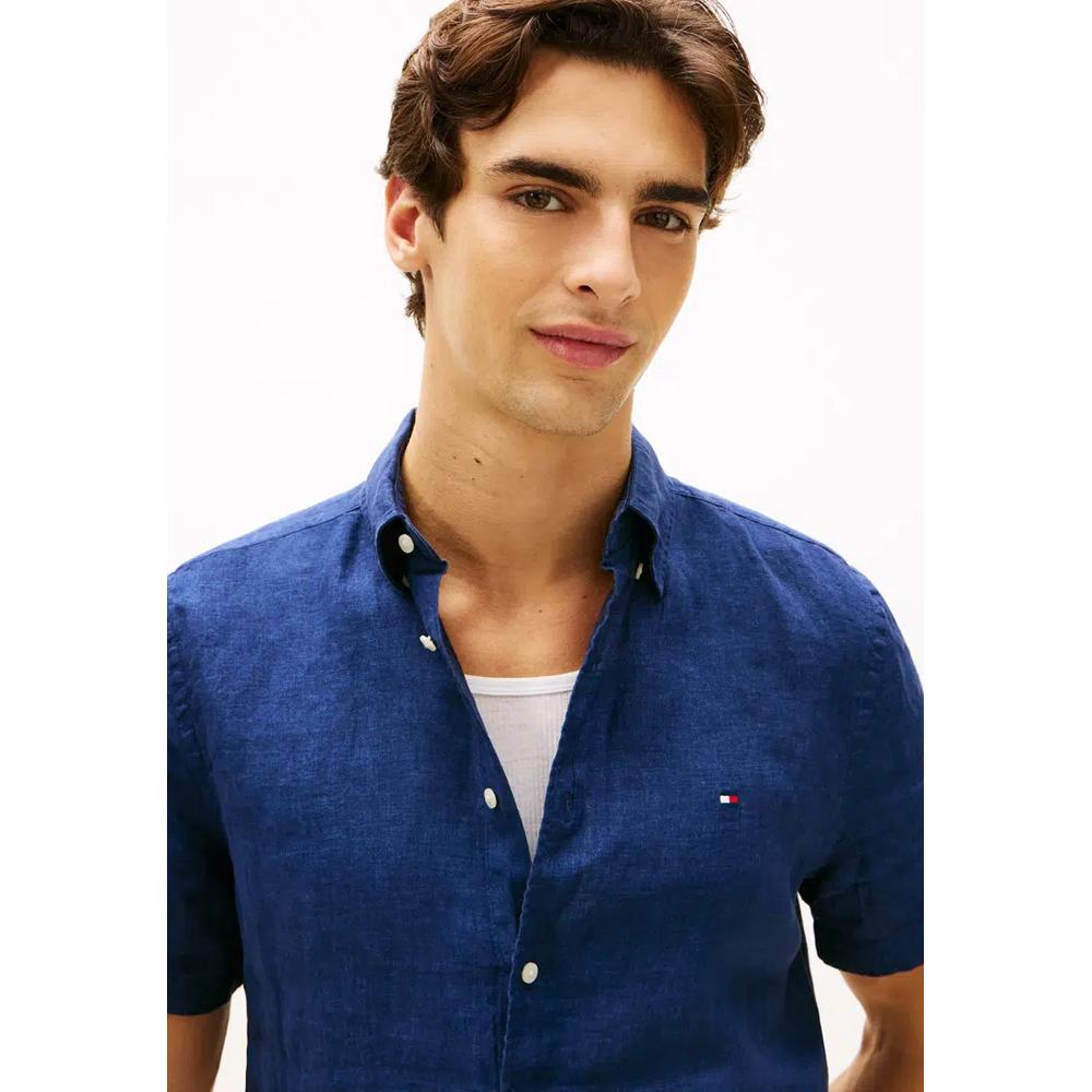 Рубашка Regular Fit из стираного льна с коротким рукавом - Tommy Mainline 3
