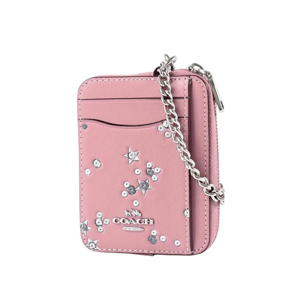 Чехол для карт Zip Card Case со звездным принтом - Пыльно-розовый/Мульти 2