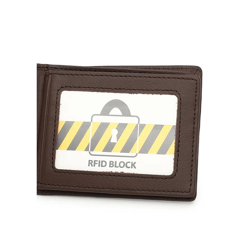 Короткий кошелек из натуральной кожи с RFID - Коричневый 7