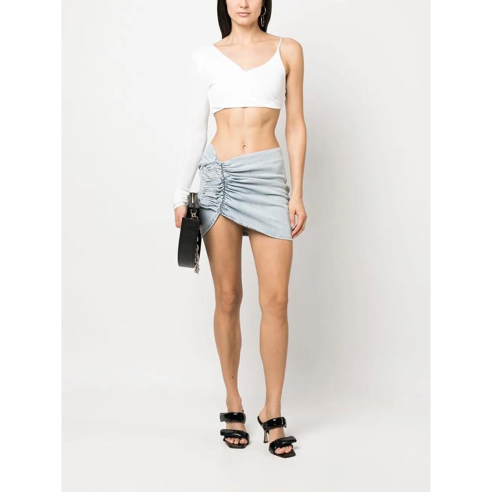 asymmetric ruched denim skirt 2