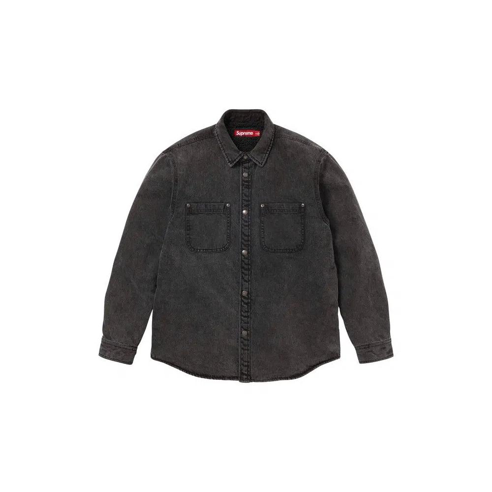 Топы Supreme Shearling Lined Denim Work Shirt 'Black' 1
