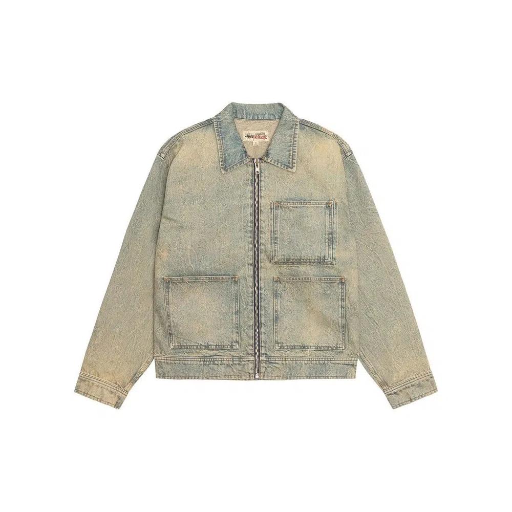 Джинсовая куртка Stussy Zip Work Jacket 'Beach Wash' 1