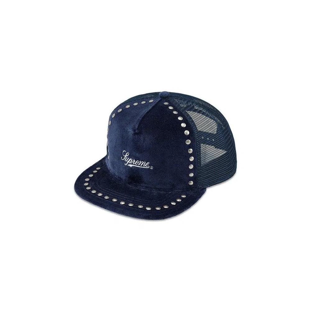 Бейсболки Supreme Studded Velvet Mesh Back 5-Panel 'Navy' 1