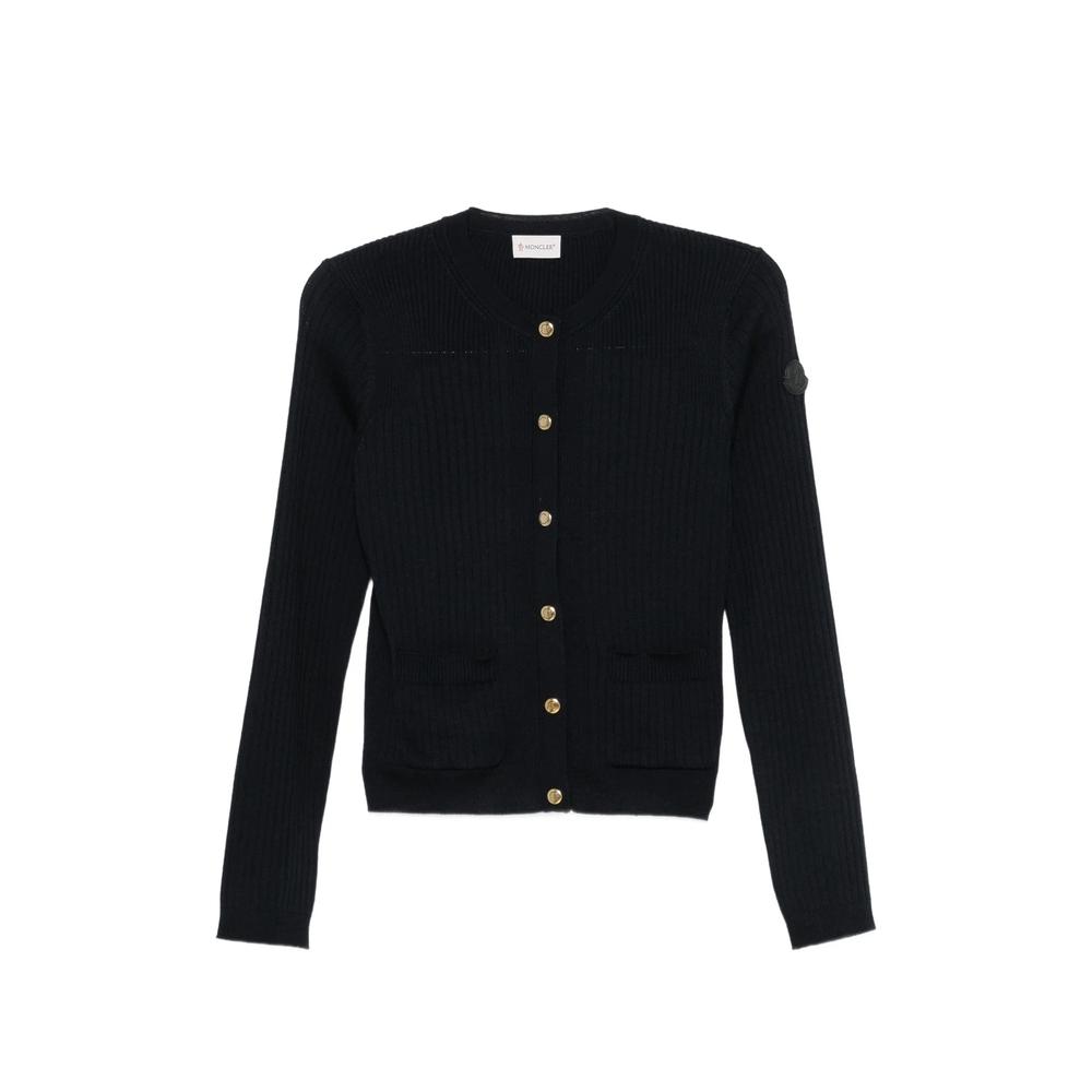 ribbed-knit logo-patch cardigan 1