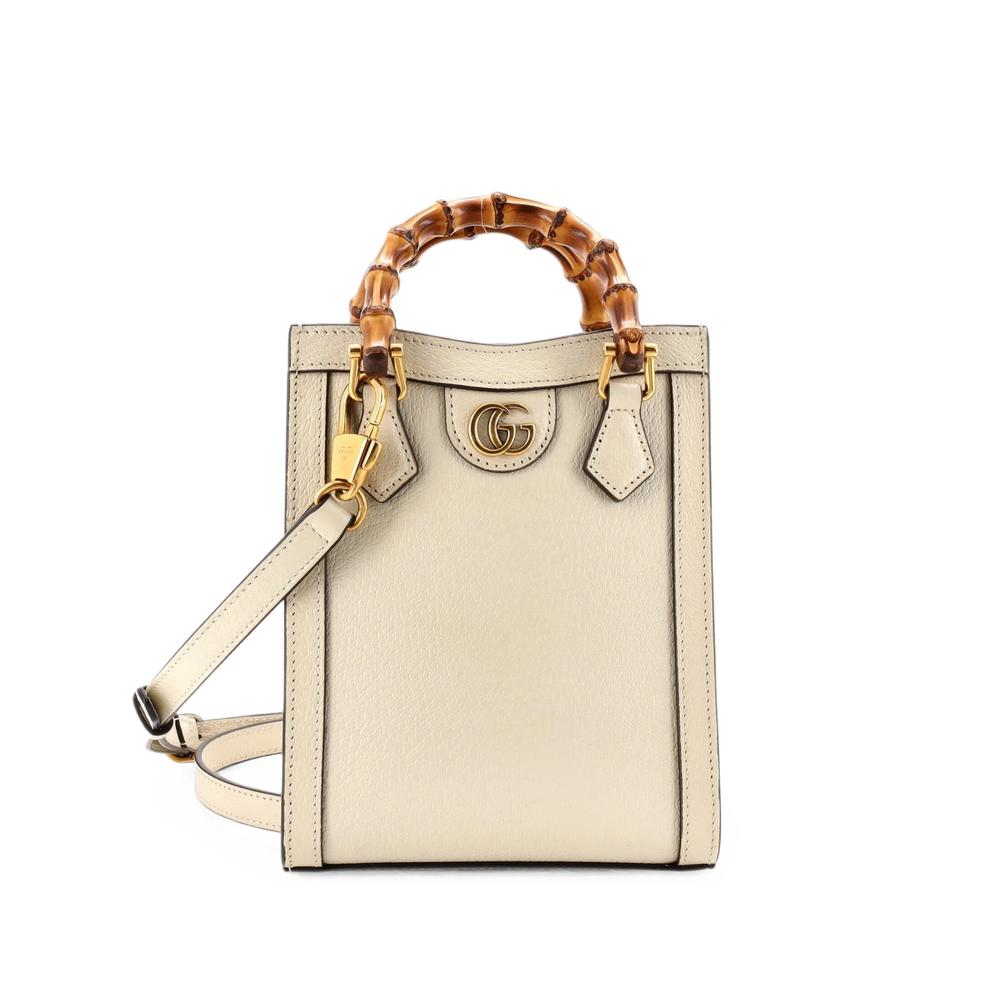 Vertical Diana NM Bamboo Handle Tote Leather Mini satchel 1
