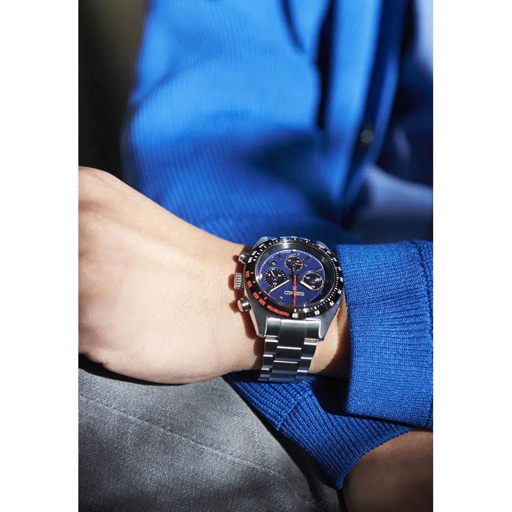 Кварцевые часы Seiko Prospex Speedtimer Series Solar Chronograph с тёмно-синим циферблатом, стальным браслетом SSC815P1 6