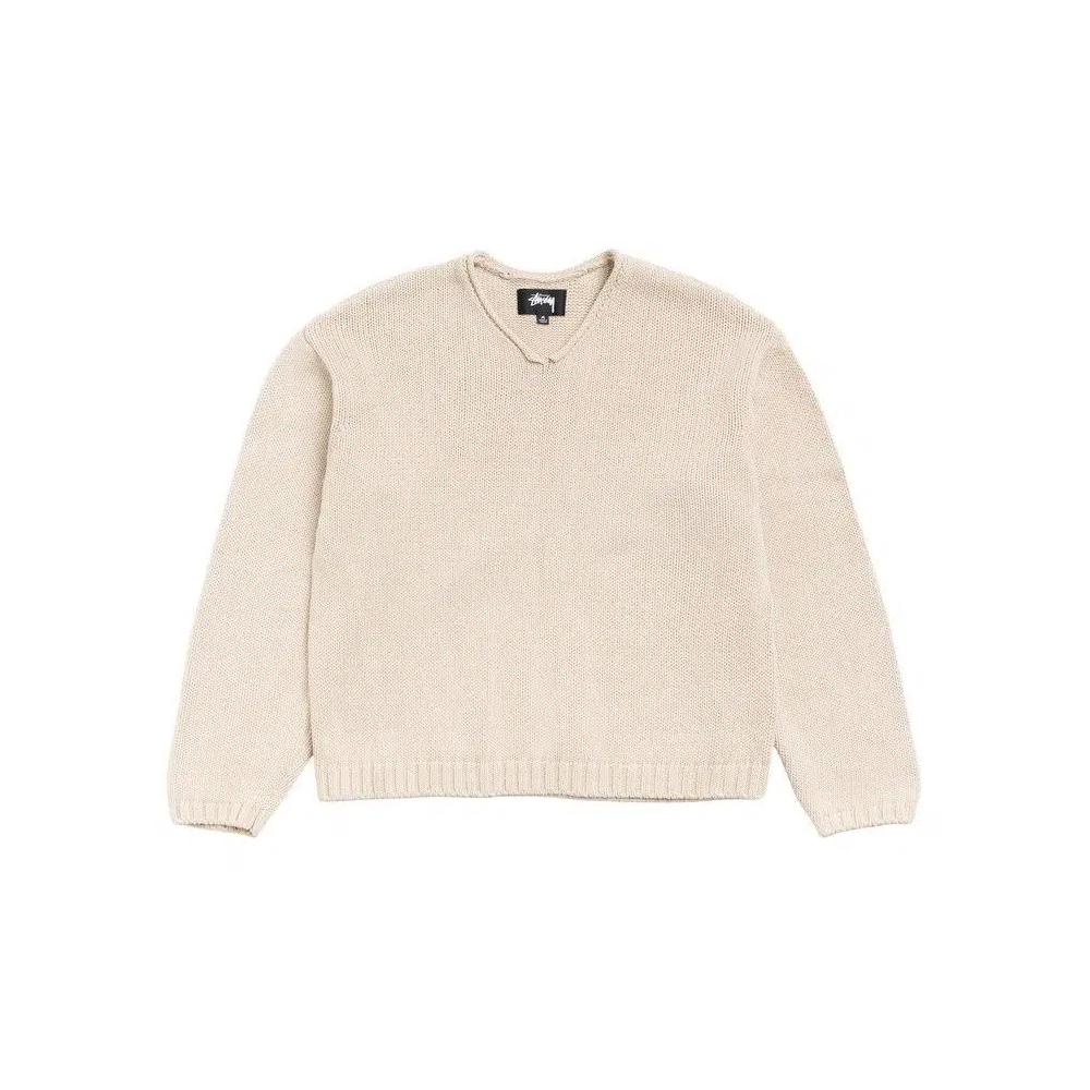 Свитера Stussy Roll V Neck Sweater «Овсяный» 1