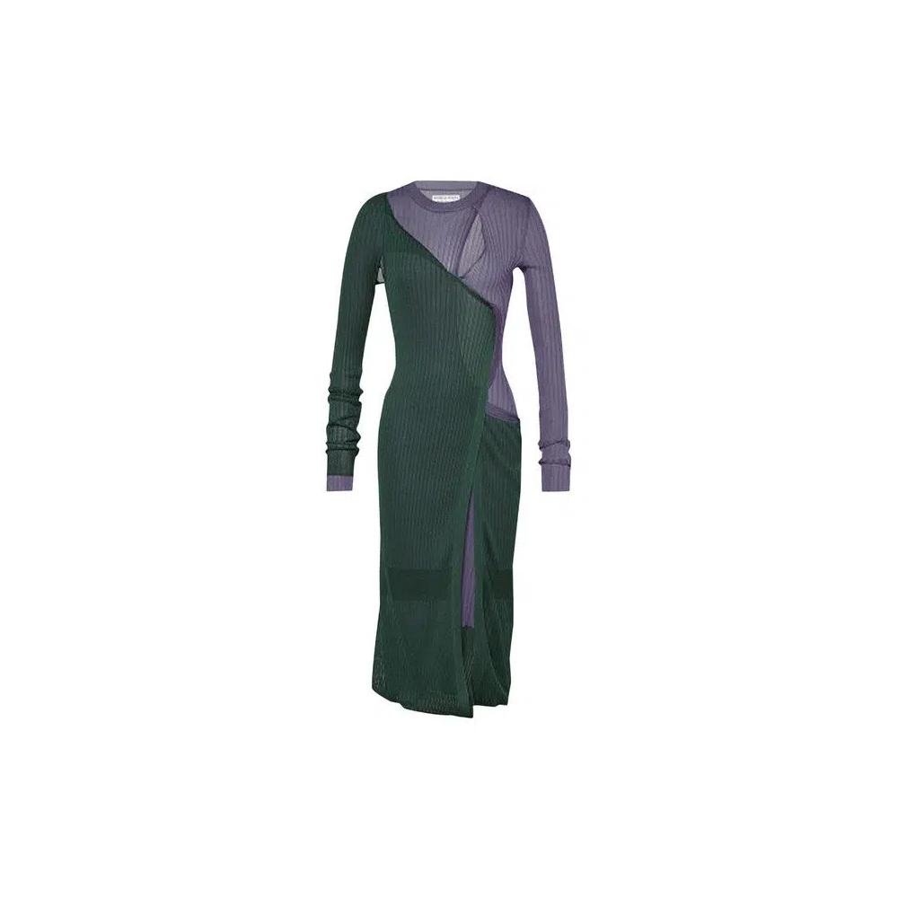 Платья миди Bottega Veneta Two-Toned Draped Ribbed Dress 'Multicolor' 1
