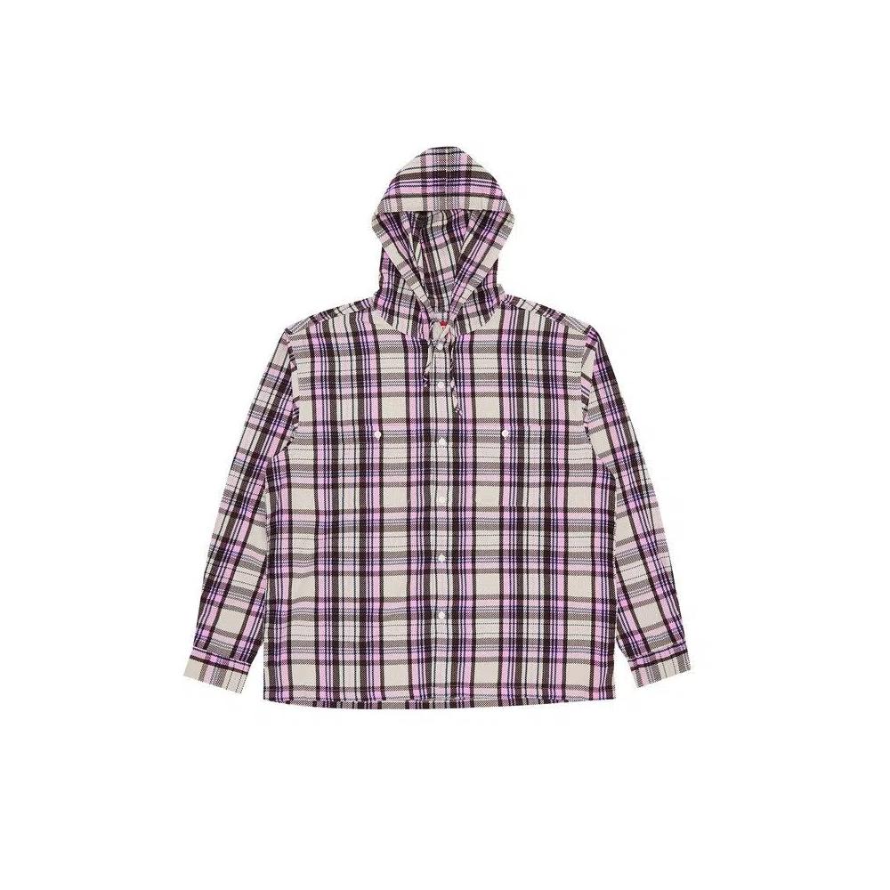 Фланелевые рубашки Supreme Printed Hooded Flannel Shirt 'Pink' 1