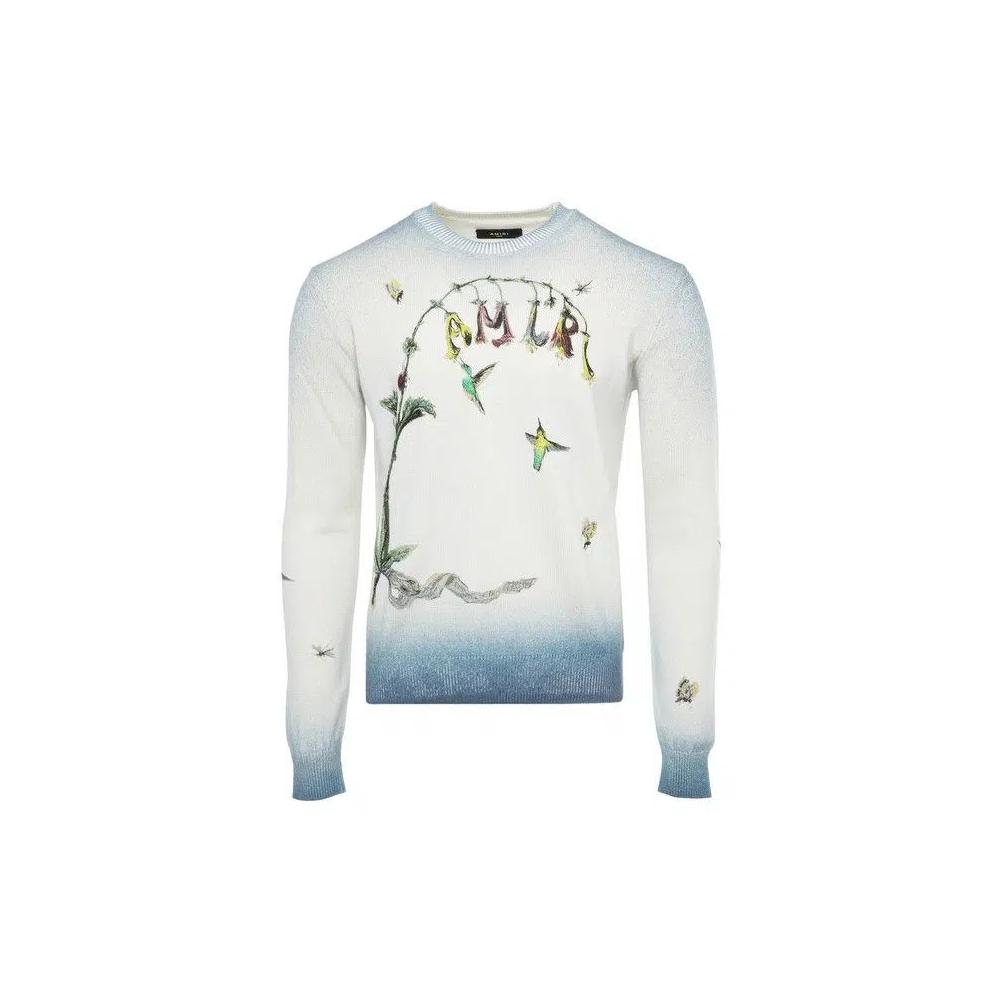 Футболки с длинным рукавом Amiri Embroidered Hummingbird Crew «Blue» 1