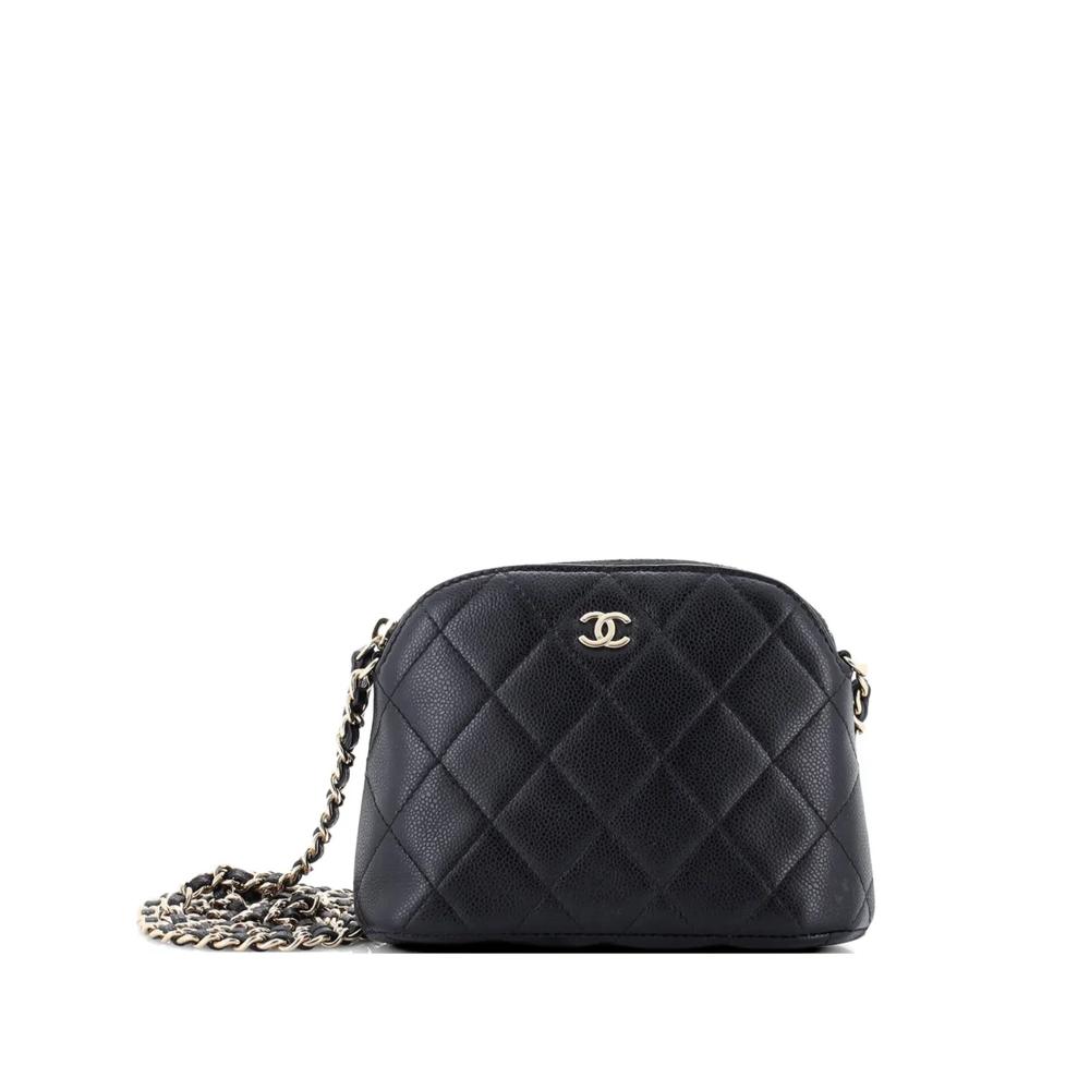 Стеганый клатч через плечо CC Dome Zip Clutch with Chain 1