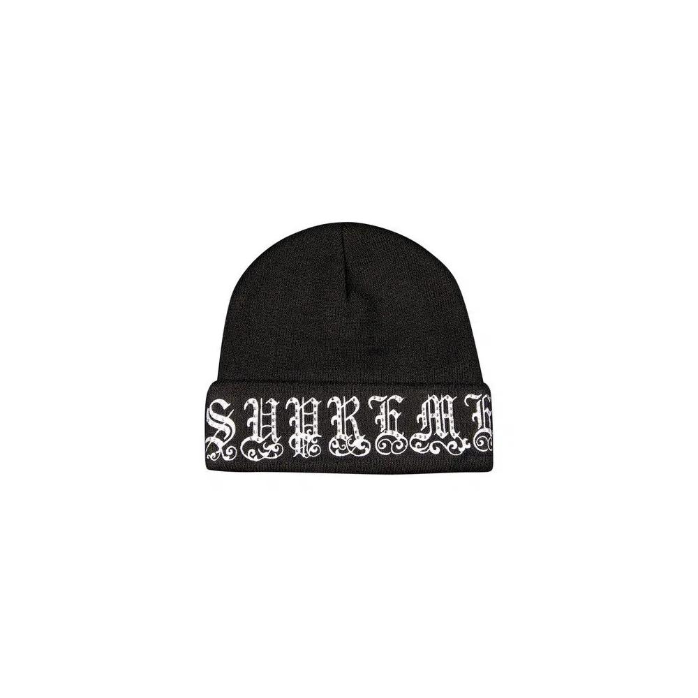 Бини Supreme Old English Rhinestone Beanie 'Black' 1