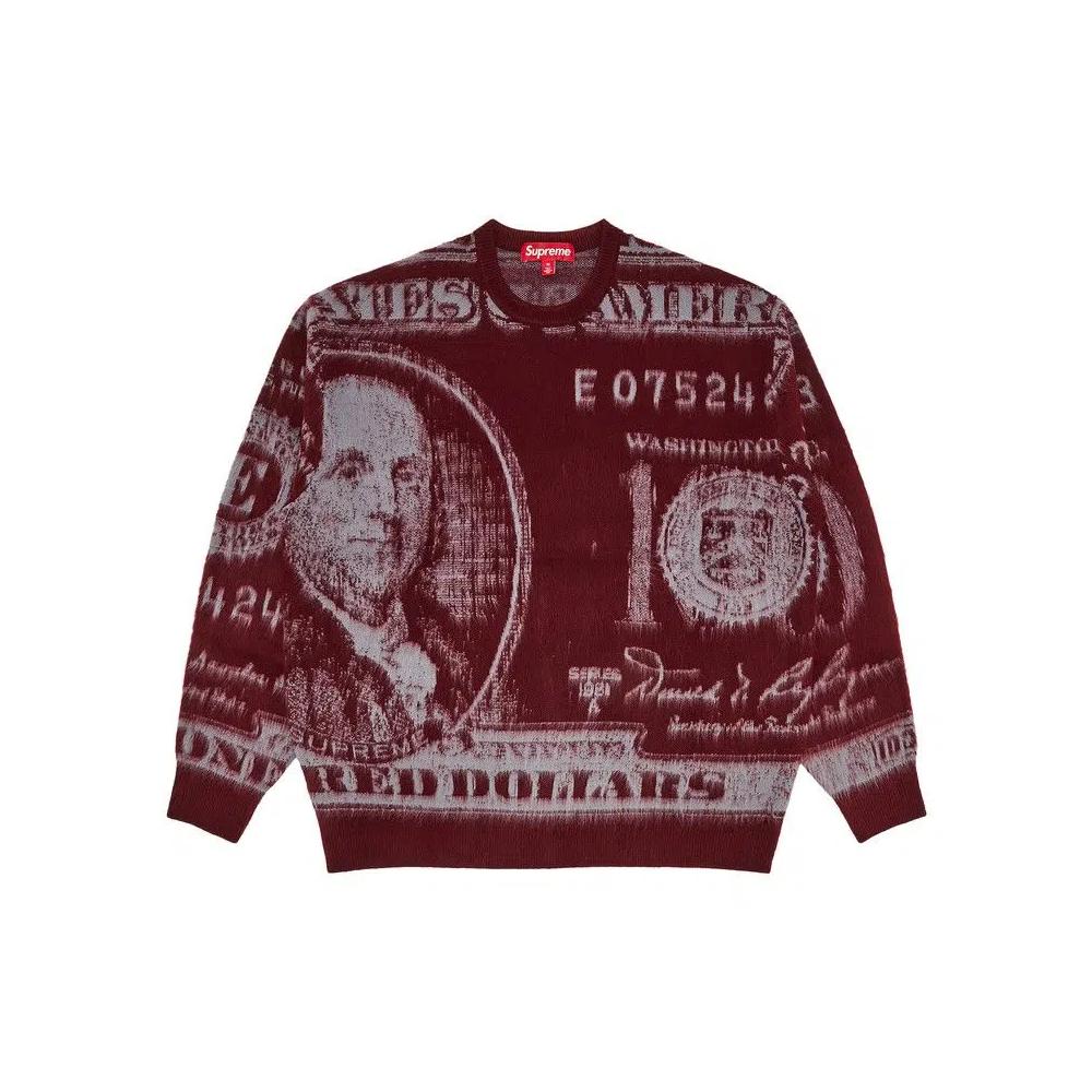 Свитера Supreme Money Sweater 'Burgundy' 1