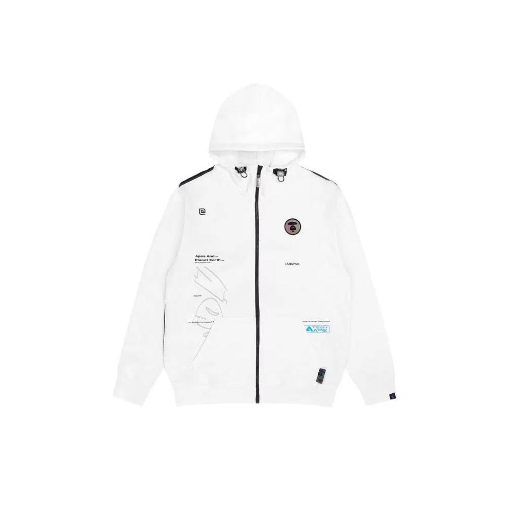 Молнии AAPE Moonface Graphic Print Zip-Up Hoodie 'White' 1