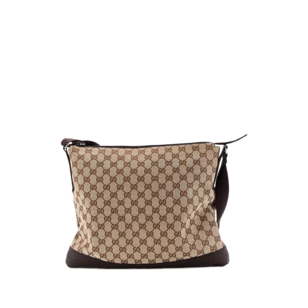 Большая сумка через плечо Zip Messenger Bag GG Canvas with Perforated Leather 2
