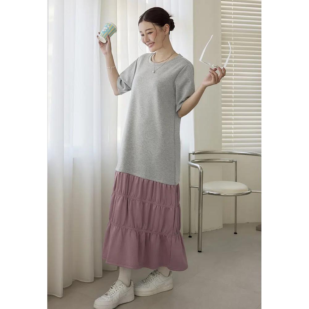 Платье-трапеция Comfortable Air Cotton с patchwork и драпировкой [DA10423] 4