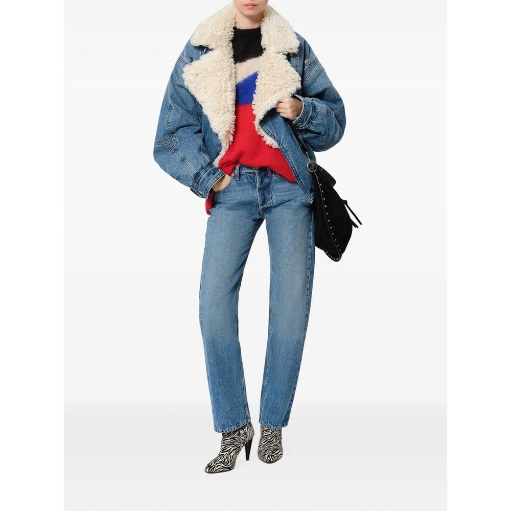Valineo denim jacket with curly faux-fur collar 2