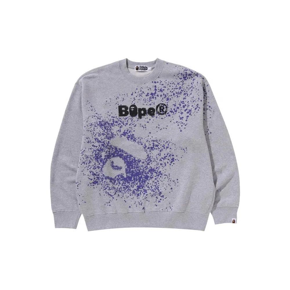 Свитера BAPE Spray Print Logo Relaxed Fit Crewneck Sweatshirt 'Grey' 1