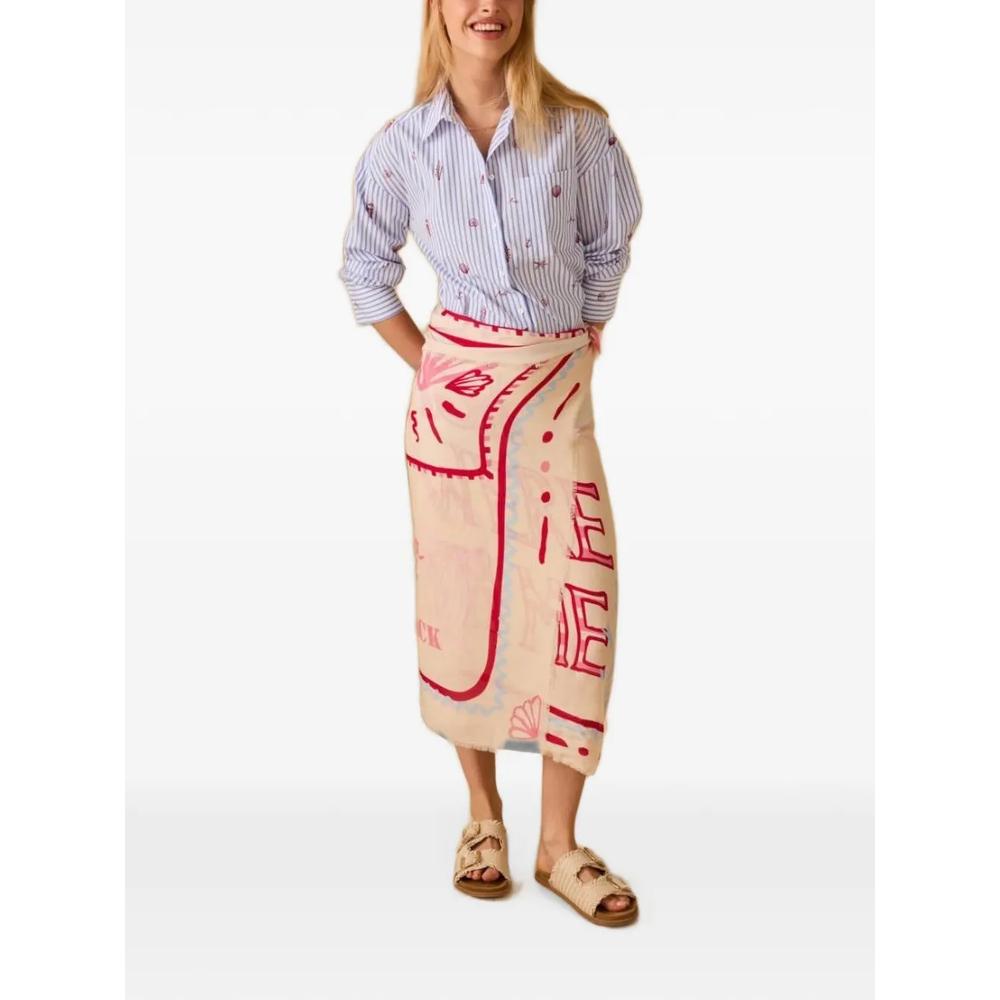 marine-print frayed scarf 1
