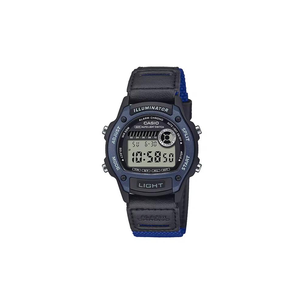Мужские цифровые спортивные часы W-220HF-2AV с синим кожаным ремешком 1