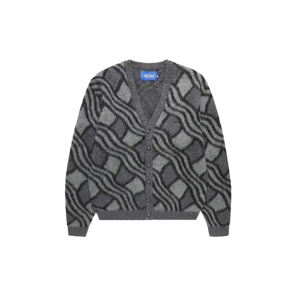 Кардиганы Awake NY Wavy Jacquard Cardigan 'Charcoal/Grey' 1
