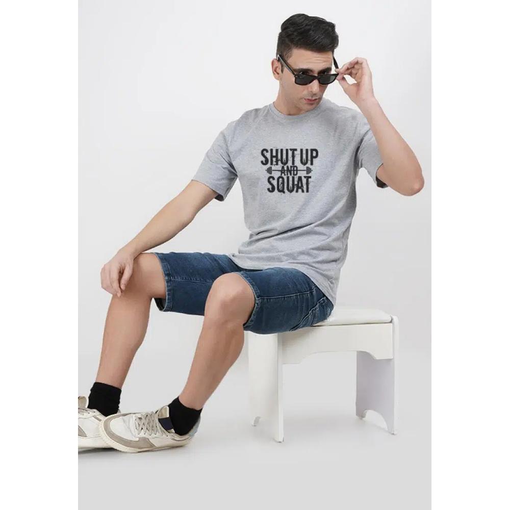 Футболка Shut up and Squat Grey Cotton Short Sleeve Crew Neck Workout/Training Tee 4
