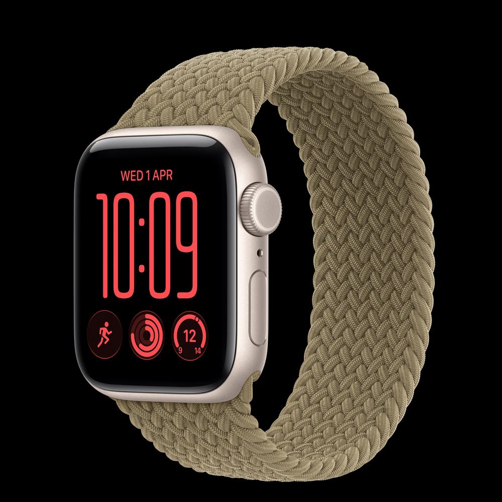 Apple Watch SE 3 40 мм, GPS + Cellular, алюминий, Starlight, ремешок Olive Braided Solo Loop 1