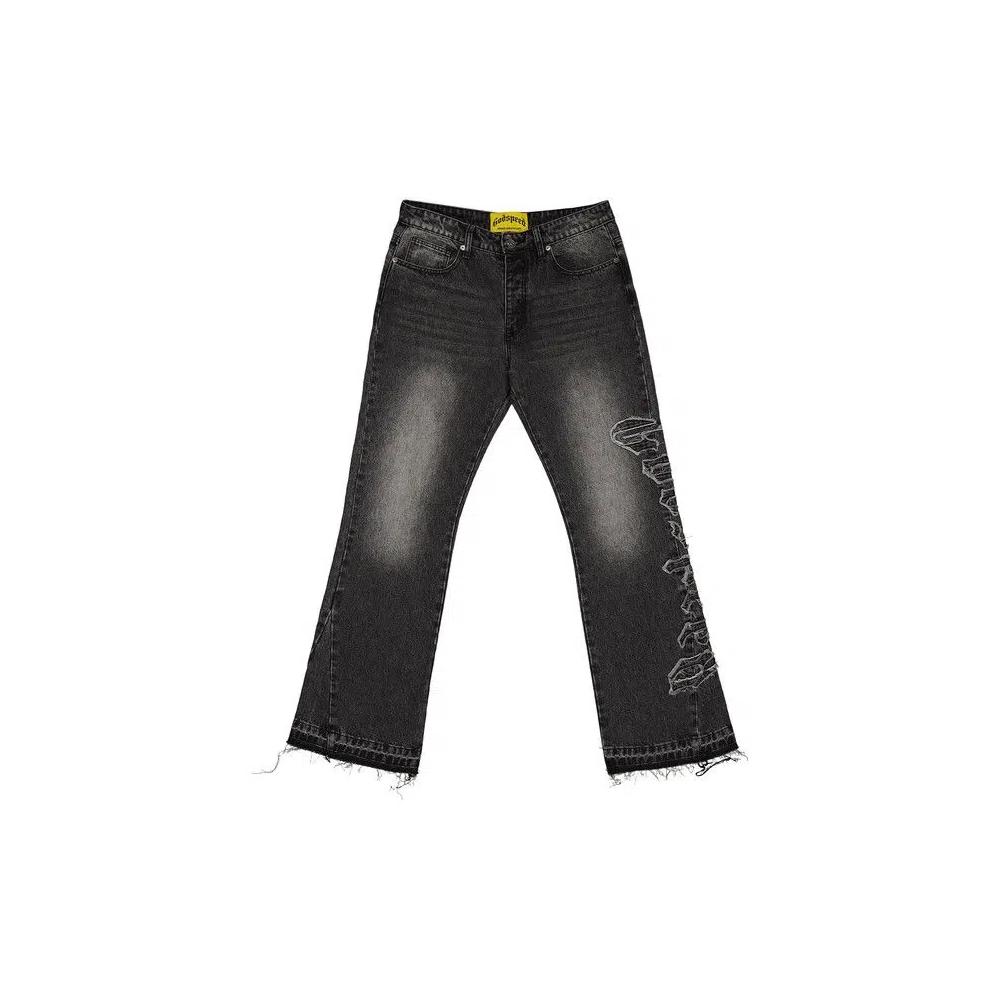 Штаны Godspeed OG Logo Flared Denim Stitched 'Grey Wash' 1