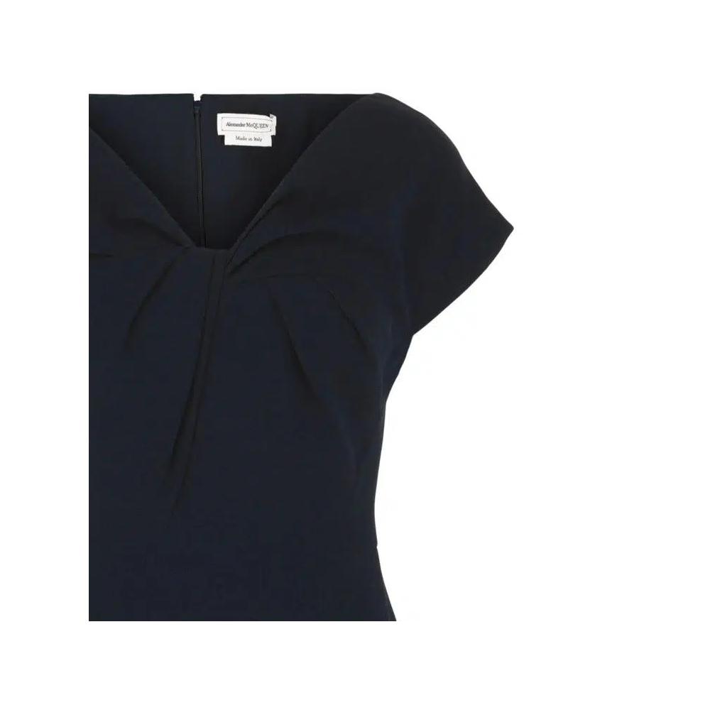 Платья миди Alexander McQueen Twist-Detail Crepe Midi 'Темно-синий' 3