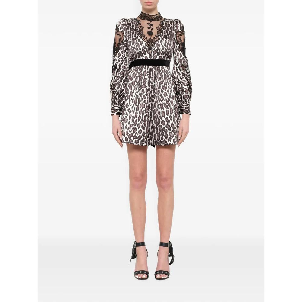 leopard-print lace-panel minidress 2