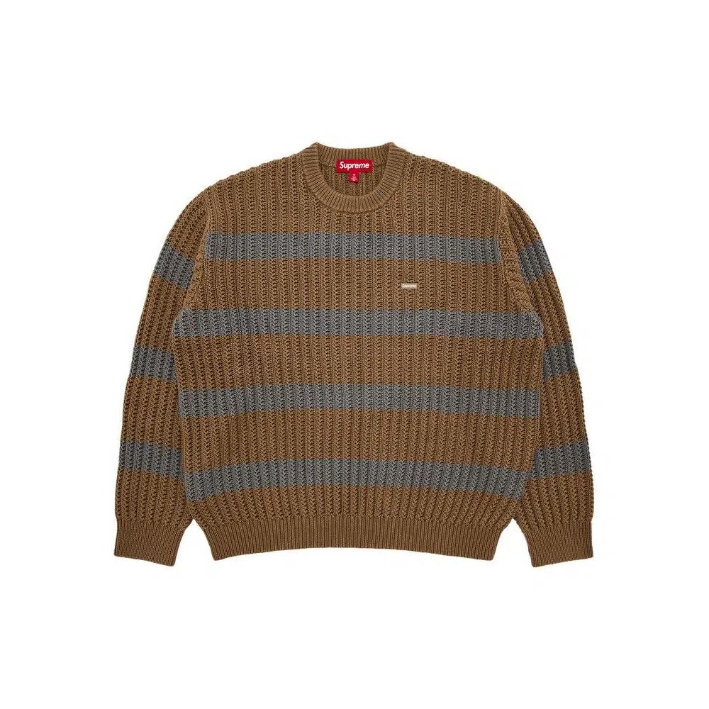 Свитера Supreme Loose Gauge Stripe Small Box Sweater 'Khaki' 1