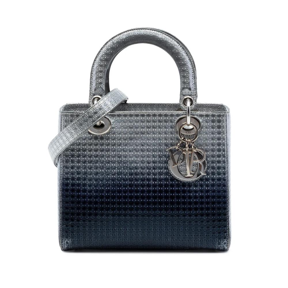 Сумка-сэтчел Ombre Metallic Patent Microcannage Lady Dior среднего размера (2016 год) 1