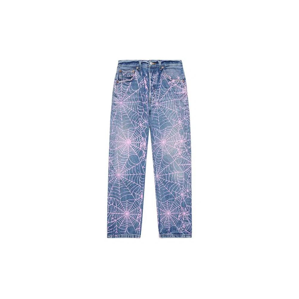 Джинсы Sp5der Vintage 501 Denim 'AOP Pink Web' 1