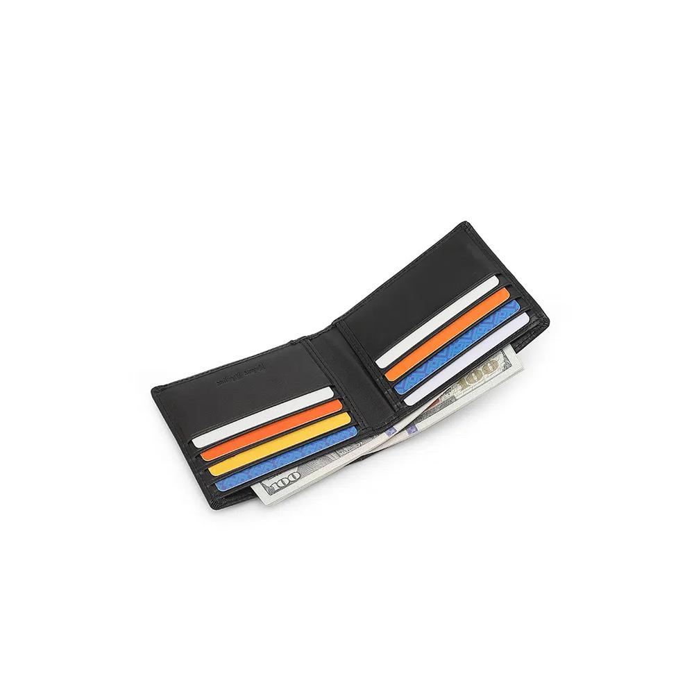 Мужской кожаный кошелек с блокировкой RFID - Черный 5