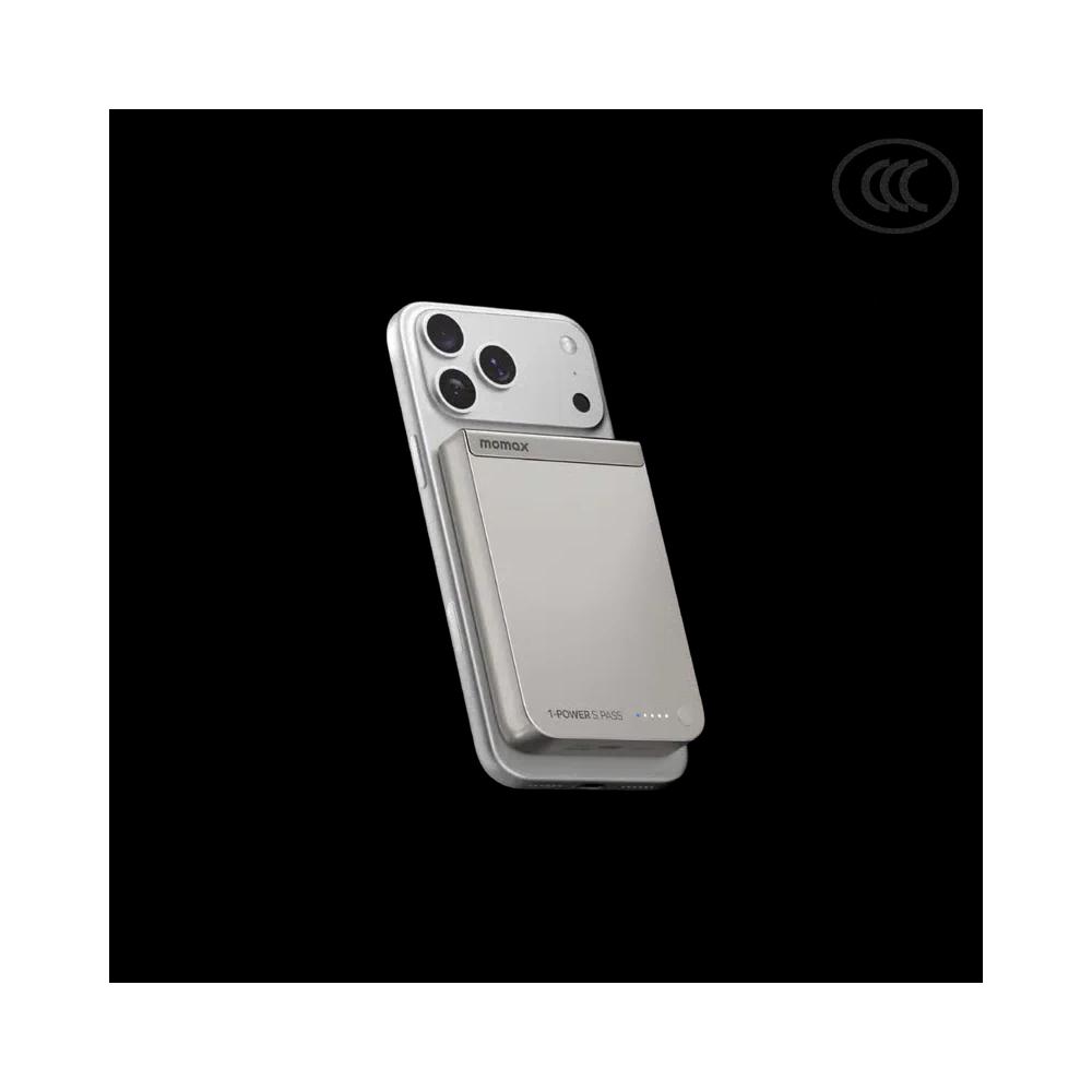 Momax 1-Power S.Pass 10000mAh Qi2 магнитный внешний аккумулятор — Титан 1