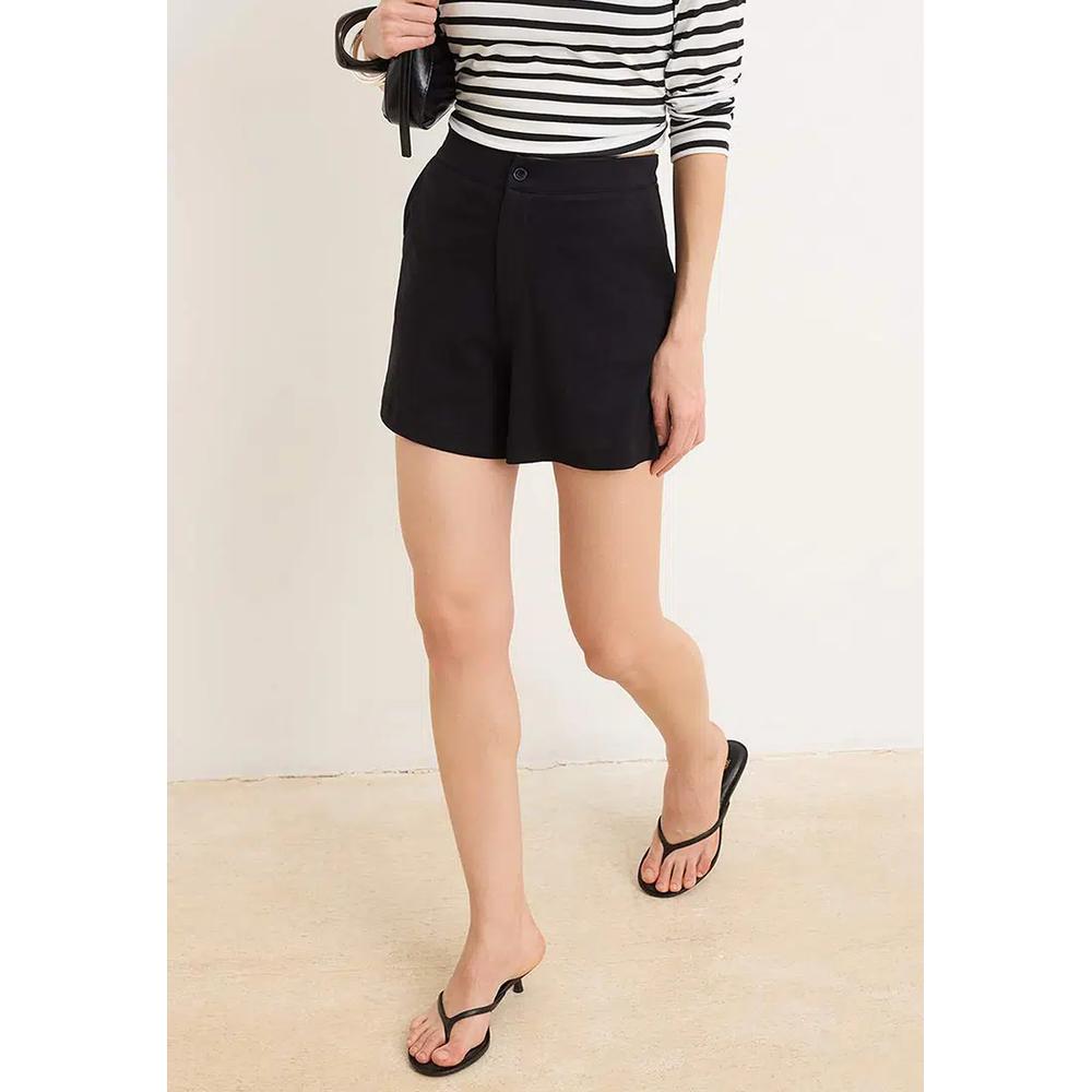 Черные шорты Regular Waist Wide Leg Short Interlock Knitted Shorts & Bermuda Twoss26Sr22 1