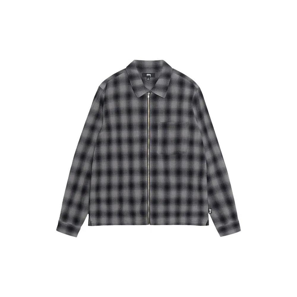 Фланелевые рубашки Stussy Zip Twisted Yarn Plaid Shirt 'Charcoal' 1