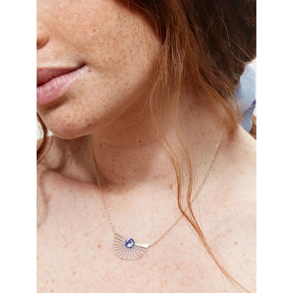18kt yellow gold Large Fan tanzanite necklace 2