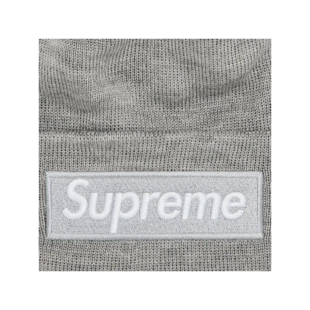 Бини Supreme x New Era Box Logo Beanie 'Heather Grey' 3
