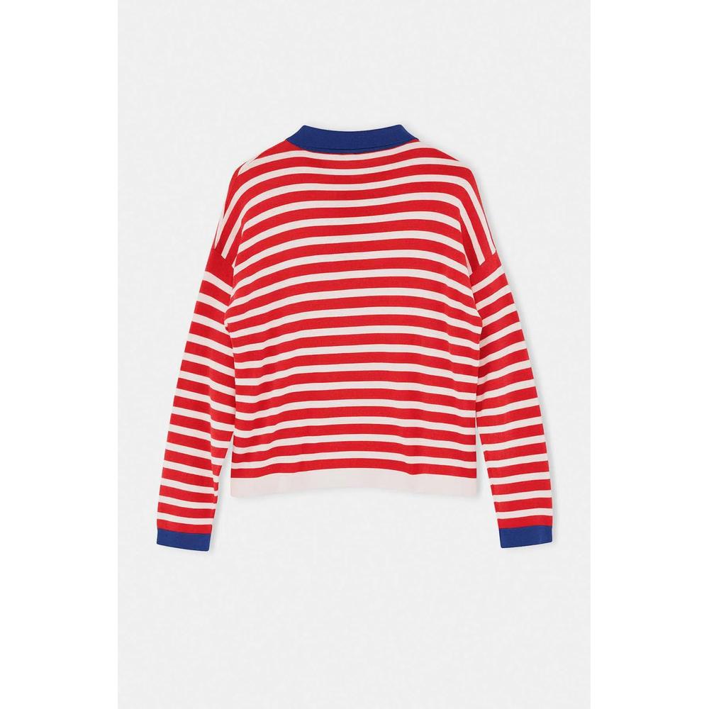 Wardrobe Essentials Красный свитер из специальной пряжи, свободный, в полоску, Twoaw26Kz00195 3