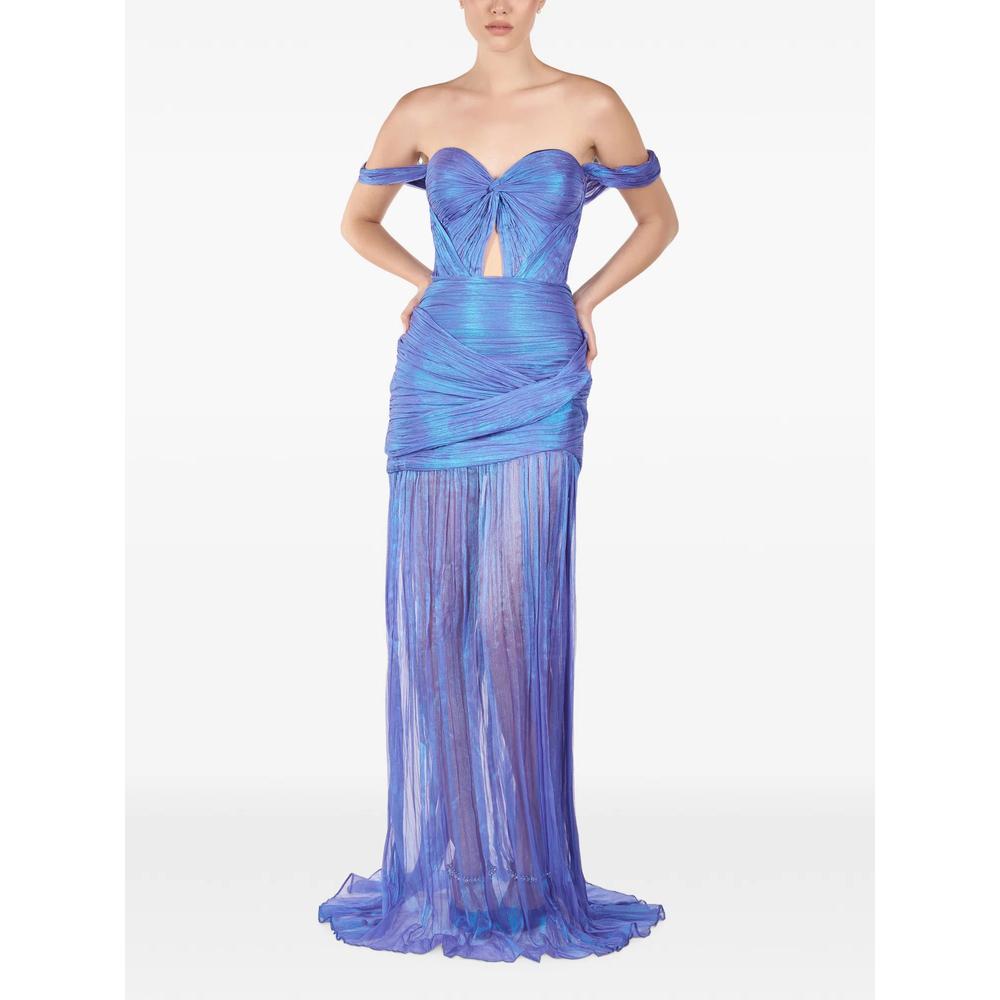 Mirage draped silk maxi dress 1