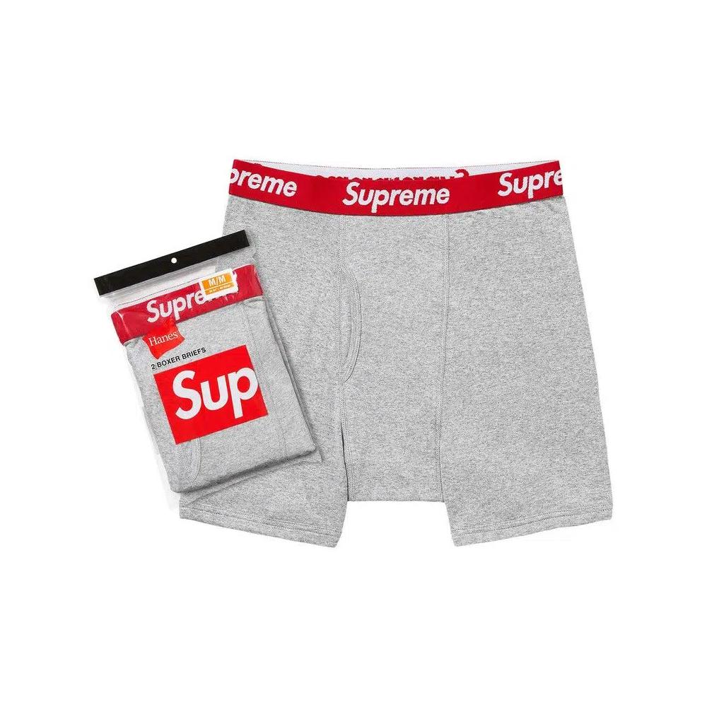 Нижнее белье Supreme x Hanes Boxer Briefs (2 Pack) 'Heather Grey' 3